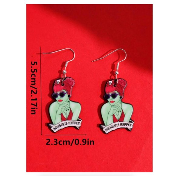 🧿 2 for $25 🧿 Beetlejuice - Miss Argentina "Accidents Happen" Acrylic Earrings - Picture 6 of 8